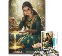 Puzzle da 1000 pezzi per ragazze adolescenti che versano acqua nello stagno di loto, giochi rilassanti ma divertenti e divertenti, regalo per compleanni, 38x52cm (1000 pezzi)