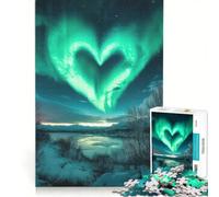 Puzzle da 1000 pezzi per ragazzi a forma di cuore con aurora boreale giochi educativi attività divertenti da fare a casa collezione d'artista belle arti 50x75cm