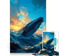 Puzzle da 1000 pezzi per ragazzi a tema "Osservatori di balene",gioco di concentrazione mentale,bordi lisci e di precisione,ideale come regalo di Natale (38x52cm)