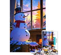 Puzzle da 1000 pezzi per ragazzi accogliente scena invernale con pupazzo di neve difficile e stimolante analisi e logica gioco pratico per ragazzi dai 14 anni in su (38x26cm)