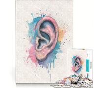 Puzzle da 1000 pezzi per ragazzi acquerello anatomia dell'orecchio gioco per famiglie divertente e umoristico adatto come decorazione da scrivania 38x52cm