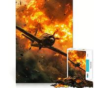 Puzzle da 1000 pezzi per ragazzi,aereo da combattimento in fiamme,incastro preciso,gioco di abilità mentale,divertimento,tempo libero,Natale,casa,arte (38x52cm)