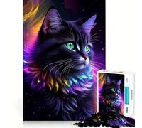Puzzle da 1000 pezzi per ragazzi,affascinante gatto nero fantasy,design finemente intagliato,gioco di concentrazione,regalo,momento di pace,gioco,regalo di Natale,svago (50x75cm)