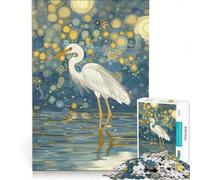 Puzzle da 1000 pezzi per ragazzi: Airone bianco sotto una notte stellata gioco educativo analisi e logica regalo di compleanno regalo 50x75cm