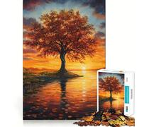 Puzzle da 1000 pezzi per ragazzi albero al tramonto in autunno, decorazione per incastri, gioco per esercizi mentali, gioco per il relax, regalo di Natale divertente (50x75cm)