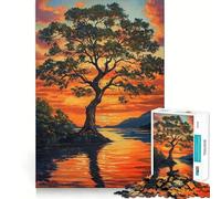 Puzzle da 1000 pezzi per ragazzi Albero al tramonto in autunno, Taglio netto, Gioco cognitivo divertente, Gioco per il tempo libero, Decorazione natalizia per la casa (38x26cm)
