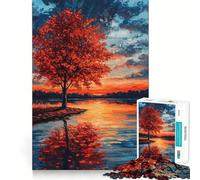 Puzzle da 1000 pezzi per ragazzi Albero al tramonto in autunno, Taglio netto, Gioco cognitivo divertente, Gioco per il tempo libero, Decorazione natalizia per la casa (38x52cm)