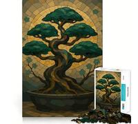 Puzzle da 1000 pezzi per ragazzi,albero bonsai,stile vetrata artistica,bordi precisi,gioco di logica,divertimento rilassante,regalo di Natale artistico 50x75cm