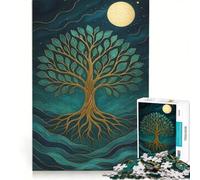 Puzzle da 1000 pezzi per ragazzi: Albero della Vita Dorato sotto la Luna, Gioco Impossibile, Interazione genitore-figlio, Regalo di Natale e compleanno 50x75cm