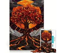 Puzzle da 1000 pezzi per ragazzi Albero della Vita sotto la Luna Piena, gioco di incastro preciso, sfida mentale, divertimento rilassante, scena natalizia (38x26cm)