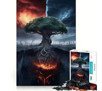 Puzzle da 1000 pezzi per ragazzi, Albero di Fuoco e Ghiaccio, con bordi precisi, ideale per allenare la mente, divertente e rilassante, perfetto come regalo di compleanno (50x75cm)