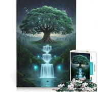 Puzzle da 1000 pezzi per ragazzi: Albero magico e cascate di notte gioco impossibile sfida difficile regalo per amici e familiari 50x75cm