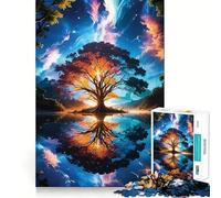 Puzzle da 1000 pezzi per ragazzi, albero, paesaggio fantastico, disegno finemente intagliato, allenamento della concentrazione, divertente gioco per momenti di tranquillità, regalo di Natale (38x52cm)