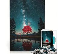 Puzzle da 1000 pezzi per ragazzi: albero rosso sotto il riflesso della Via Lattea giocattolo educativo attività per famiglie regalo per donne 38x52cm