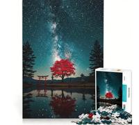 Puzzle da 1000 pezzi per ragazzi: Albero rosso sotto il riflesso della Via Lattea gioco divertente allena la mente e la mano sfida unica 50x75cm