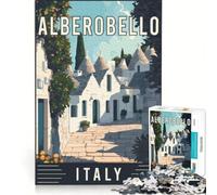 Puzzle da 1000 pezzi per ragazzi, Alberobello in Italia, giochi educativi, attività divertenti da fare a casa, collezione d'artista, belle arti 38x26cm