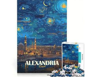 Puzzle da 1000 pezzi per ragazzi, Alessandria Egitto, Notte stellata, gioco rilassante, antistress, lista dei desideri con Babbo Natale 50x75cm