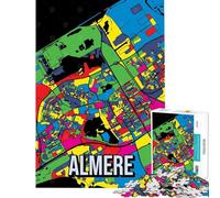 Puzzle da 1000 pezzi per ragazzi Almere Pop Art astratto mappa della città dei Paesi Bassi sfida per l'intelligenza giocattolo avvincente giochi per famiglie un'opera d'arte idee regalo (38x52cm)