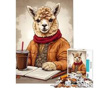 Puzzle da 1000 pezzi per ragazzi alpaca che si gode un caffè puzzle per adulti giochi per famiglie migliora la memoria compleanni e occasioni speciali (dimensioni 50x75cm)