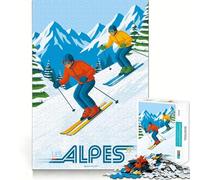 Puzzle da 1000 pezzi per ragazzi Alpi e sport invernali, ritagli precisi, attività creative, gioco cognitivo divertente, gioco per il tempo libero, decorazione natalizia per la casa (50x75cm)