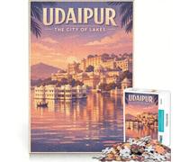 Puzzle da 1000 pezzi per ragazzi, ambientato a Udaipur, India, ideale per viaggi, giochi educativi e decorazioni per la casa, con poster e foglio di curiosità abbinati 50x75cm
