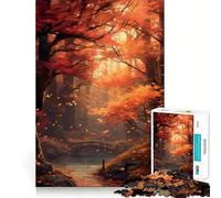 Puzzle da 1000 pezzi per ragazzi,ambientazione autunnale,foresta,ruscello,con incastri fluidi,divertente per allenare la mente,gioco casual,decorazione natalizia (38x26cm)