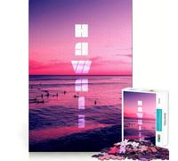 Puzzle da 1000 pezzi per ragazzi,ambientazione serale sull'isola di Hawaii,taglio preciso,gioco stimolante per la mente,relax e attività per il compleanno (50x75cm)
