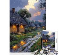 Puzzle da 1000 pezzi per ragazzi ambientazione "Viale piovoso in un villaggio" gioco pratico regalo di compleanno decorazione per la casa giocattolo per allenare la mente e le mani (50x75cm)