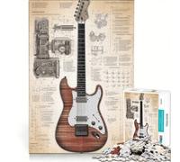 Puzzle da 1000 pezzi per ragazzi: anatomia della chitarra elettrica, gioco educativo, sfida impegnativa, regalo di compleanno e unico 50x75cm