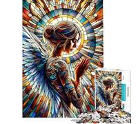 Puzzle da 1000 pezzi per ragazzi angelo in vetro colorato puzzle per ragazzi taglio di precisione interazione genitore-figlio regalo di Natale e compleanno 50x75cm