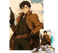 Puzzle da 1000 pezzi per ragazzi anime pistolero con cappotto marrone giocattolo educativo giochi rilassanti regalo di compleanno (dimensioni 38x26cm)