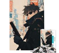 Puzzle da 1000 pezzi per ragazzi anime pistolero in città sfida impegnativa da completare decorazione perfetta giocattolo antistress per ragazzi dai 14 anni in su (50x75cm)