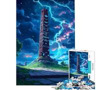 Puzzle da 1000 pezzi per ragazzi antico obelisco sotto la tempesta Aiuta ad allenare la mente Sfida impegnativa Gioco rilassante per ragazzi dai 14 anni in su (50x75cm)