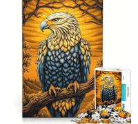 Puzzle da 1000 pezzi per ragazzi: Aquila al tramonto dorato, gioco educativo, divertente e spiritoso, compleanni e occasioni speciali 38x52cm