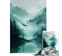 Puzzle da 1000 pezzi per ragazzi Aquila che plana su un lago di montagna nebbioso Gioco educativo e stimolante ideale per il relax l'analisi e la logica Ottimo regalo e giocattolo (Dimensioni 50x75cm)