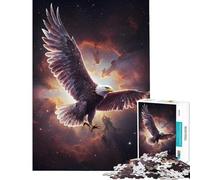 Puzzle da 1000 pezzi per ragazzi Aquila che vola attraverso una nebulosa cosmica Gioco impossibile giocattolo avvincente per coltivare la pazienza Regalo di compleanno Decorazione da parete (38x26cm)