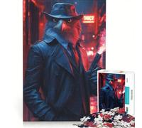 Puzzle da 1000 pezzi per ragazzi "Aquila detective in un paesaggio urbano noir", gioco rilassante, difficile e stimolante, regalo di compleanno, regalo 50x75cm