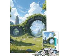 Puzzle da 1000 pezzi per ragazzi archi di pietra ricoperti di vegetazione in un paesaggio verde Puzzle per adulti giochi rilassanti che migliorano la memoria Ideale come regalo per tutta la famiglia