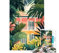 Puzzle da 1000 pezzi per ragazzi architettura tropicale della Florida arte minimalista gioco educativo sfida giocattolo rilassante antistress opera d'arte regalo (dimensioni 38x26cm)