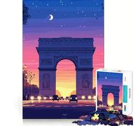 Puzzle da 1000 pezzi per ragazzi,Arco di Trionfo al crepuscolo,con giunzioni lisce,divertente,stimolante per la mente,gioco casual,decorazione natalizia (38x52cm)