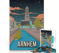 Puzzle da 1000 pezzi per ragazzi,Arnhem,Olanda,Vista notturna della città,Poster di viaggio,Arte pulita,Gioco creativo,Giocattolo,Gioco rilassante,Gioco,Regalo di Natale artistico (50x75cm)