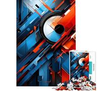 Puzzle da 1000 pezzi per ragazzi astratto moderno rosso e blu stimolante da completare per divertimento in famiglia antistress per ragazzi dai 14 anni in su (38x26cm)