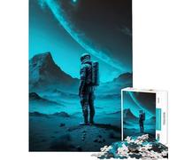 Puzzle da 1000 pezzi per ragazzi astronauta all'allunaggio gioco educativo giocattolo didattico opera d'arte regalo taglio di precisione (dimensioni 38x26cm)