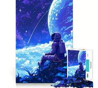 Puzzle da 1000 pezzi per ragazzi,astronauta che contempla lo spazio,disegno pulito,gioco creativo,giocattolo rilassante,regalo di Natale (38x52cm)