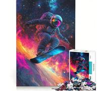 Puzzle da 1000 pezzi per ragazzi: astronauta che fa snowboard nello spazio, decorazione da parete, divertimento per tutta la famiglia, per rafforzare l'amore tra le coppie 50x75cm