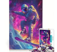 Puzzle da 1000 pezzi per ragazzi: astronauta che fa snowboard nello spazio, gioco pratico, passatempo ideale per le vacanze, compleanno e Natale 38x52cm
