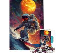 Puzzle da 1000 pezzi per ragazzi astronauta che fa snowboard nello spazio sfida educativa attività per famiglie giochi rilassanti per ragazzi dai 14 anni in su (38x52cm)