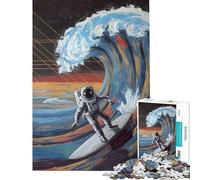 Puzzle da 1000 pezzi per ragazzi: Astronauta che fa surf Un puzzle con onde cosmiche per adulti Gioco pratico per passare il tempo durante le vacanze Ideale come regalo (Dimensioni 50x75cm)