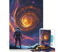 Puzzle da 1000 pezzi per ragazzi: Astronauta che osserva un buco nero cosmico,Notte stellata,Vortice di Van Gogh,Taglio liscio,Gioco di logica,Gioco rilassante,Regalo di compleanno per hobby (50x75cm)