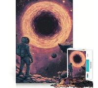 Puzzle da 1000 pezzi per ragazzi: Astronauta che osserva un buco nero Giunzioni lisce,divertimento,allenamento mentale,gioco casual,decorazione natalizia (38x52cm)